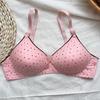 Polka Dot Wireless Push-up Bra - Women's Comfort with Two Rows of Hooks
