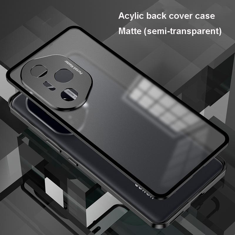 Elastic Snap Magnetic Metal Bumper Frame Case for Honor 300 / 300 Ultra / 300 Pro Clear Frosted PC Lens Protector Back Cover