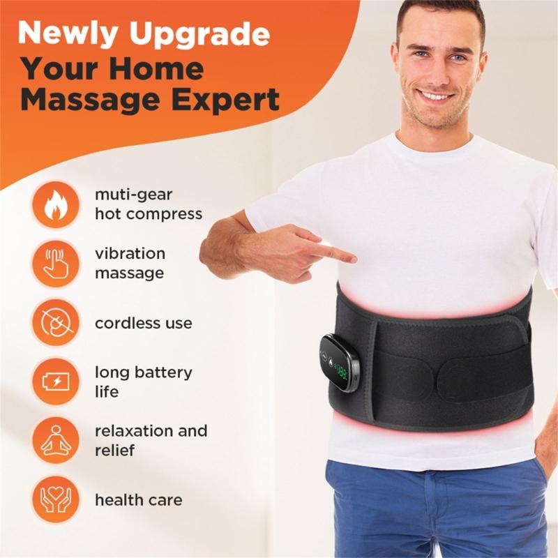 Portable Heating Pad Heated Lumbar Belt with Infrare Light Therapy and Vibrations for Office Worker and Athletes