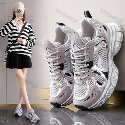 Fashion Chunky Platform Sneakers for Women Spring Breathable Mesh Thick Bottom Vulcanized Shoes Woman Casual Lace Up Sports Running Shoe