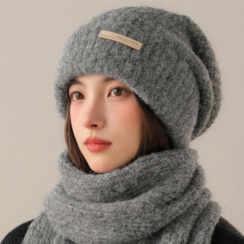 Thickened Chic Knitted Hat Korean Style Pullover Hat Fashion Beanies Hat  Autumn/Winter