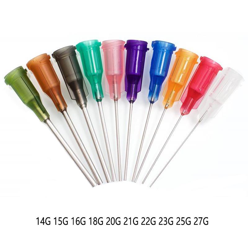 10/25pcs 1.5 Inch Dispensing Needles Syringe Needle 1.5 Inch Length Machine Nozzle Glue Needle Blunt End Threaded Port 14G-27G