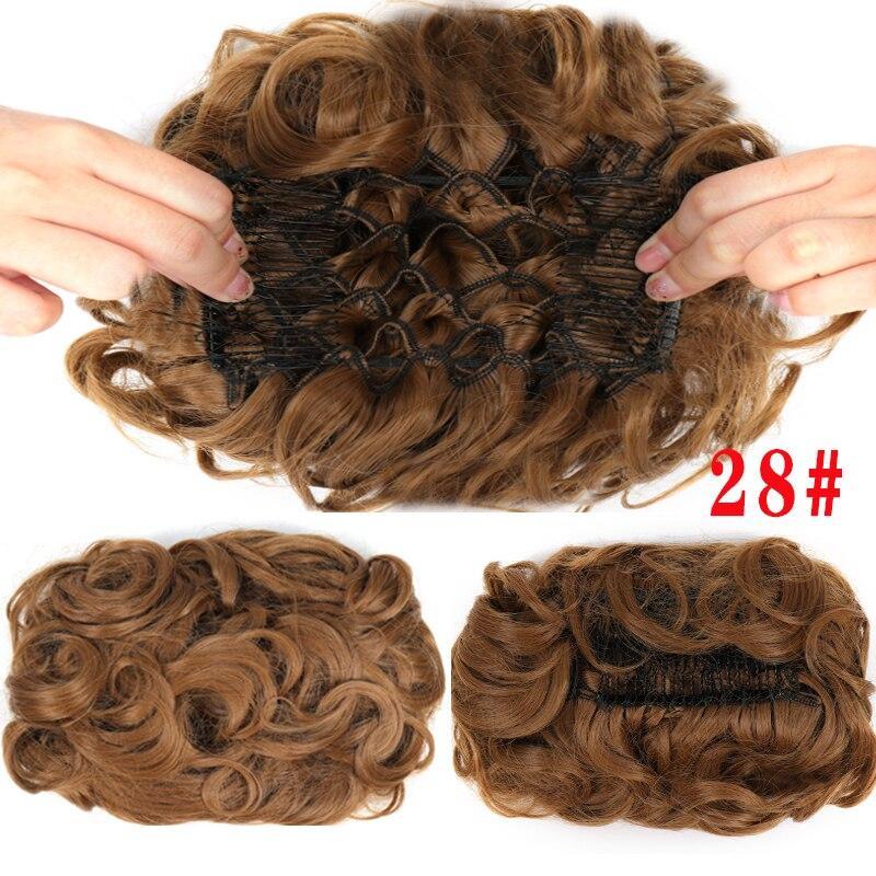 Synthetic Hair Bun Comb Clip In Messy Curly Chignon Elastic Band Scrunchies Hair Pieces Extension For Women Black Brown
