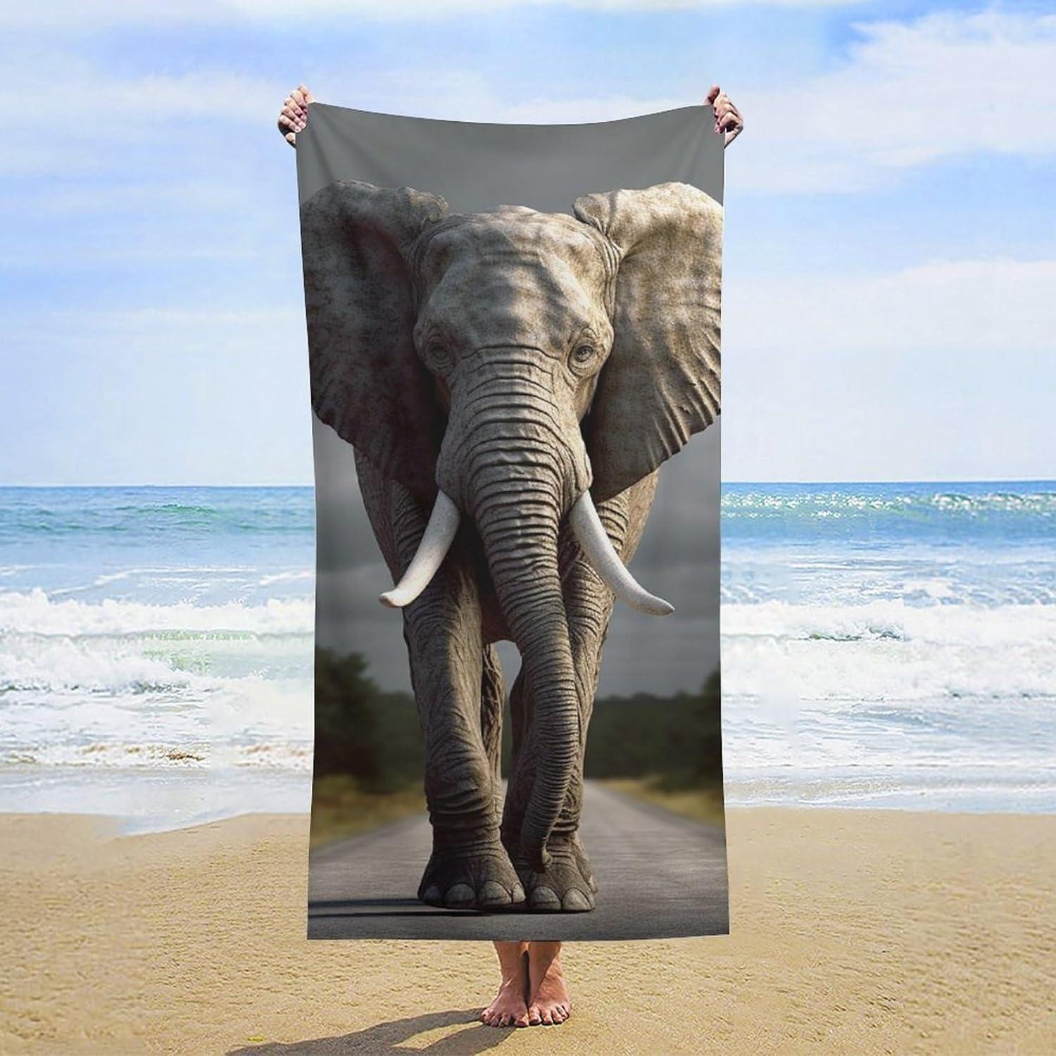 

Elephent pattern Beach Towel for Family stuffs friends Gift Quick-Dry Sand free For Bath Yoga Tourism Beach Camping Swimming GYM W40*H60(CM)