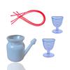 LRK Jal Neti Pot Lota 500ml e 2 Copos para Lavagem Ocular e 3 Sutras de Borracha neti pacote combinado com manual do usuário