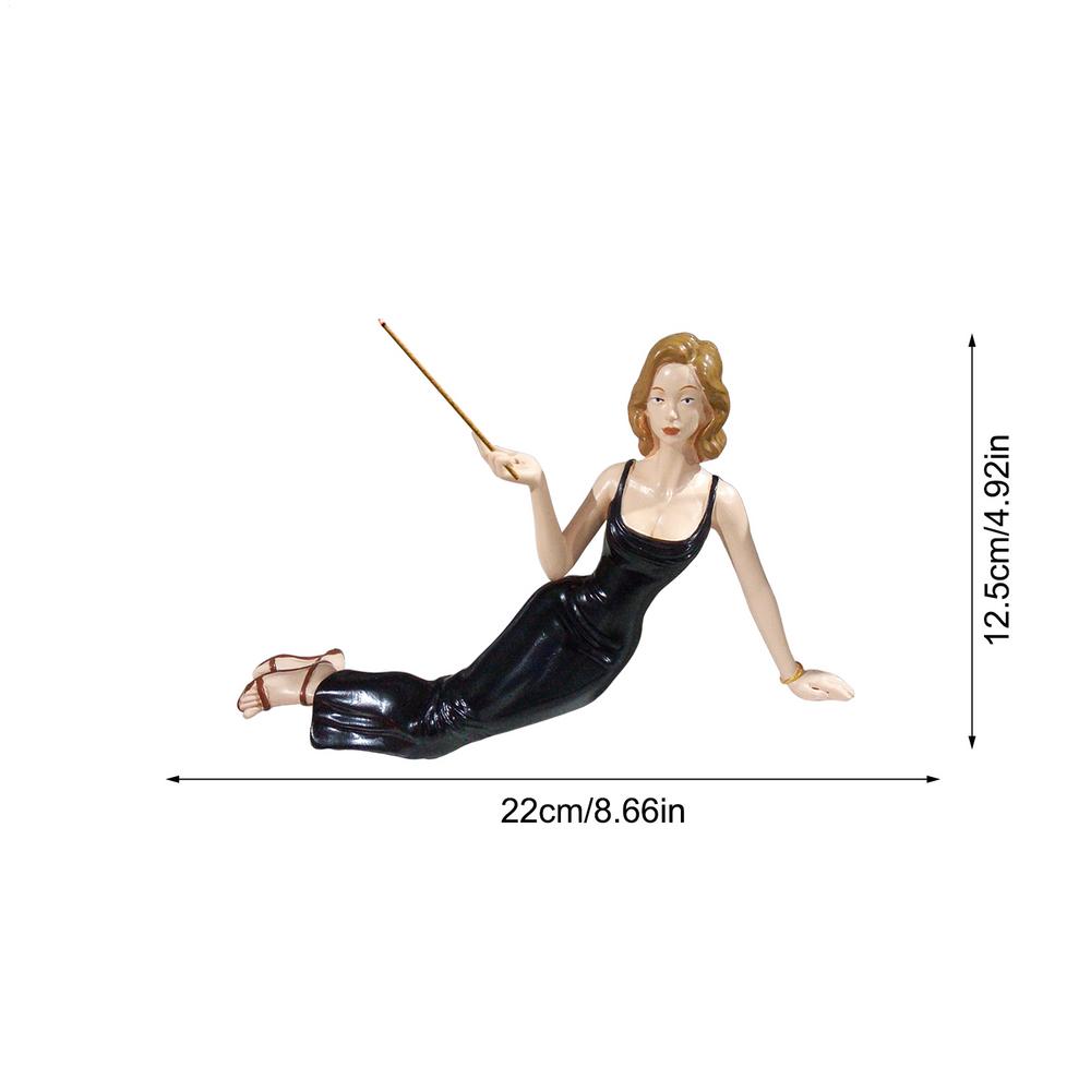 20x7.8x5cm Art Female Figure Sculpture Incense Burner Home Decor Statue For Living Room Bedroom Study Bookshelf Display Cabine