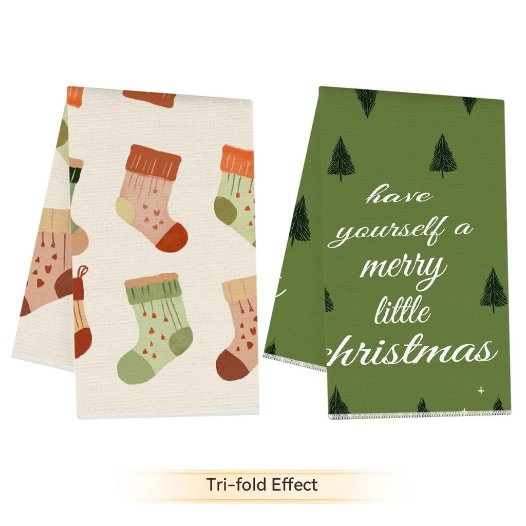 2/4/6pcs Set Kitchen Towels Snowman Christmas Tree patternHand Towels Christmas Decorations for Home Noel Dish Towels Gifts
