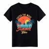 Catch The Wave Summer Vibes Retro Beach Graphic T-Shirt, Palm Tree Tee
