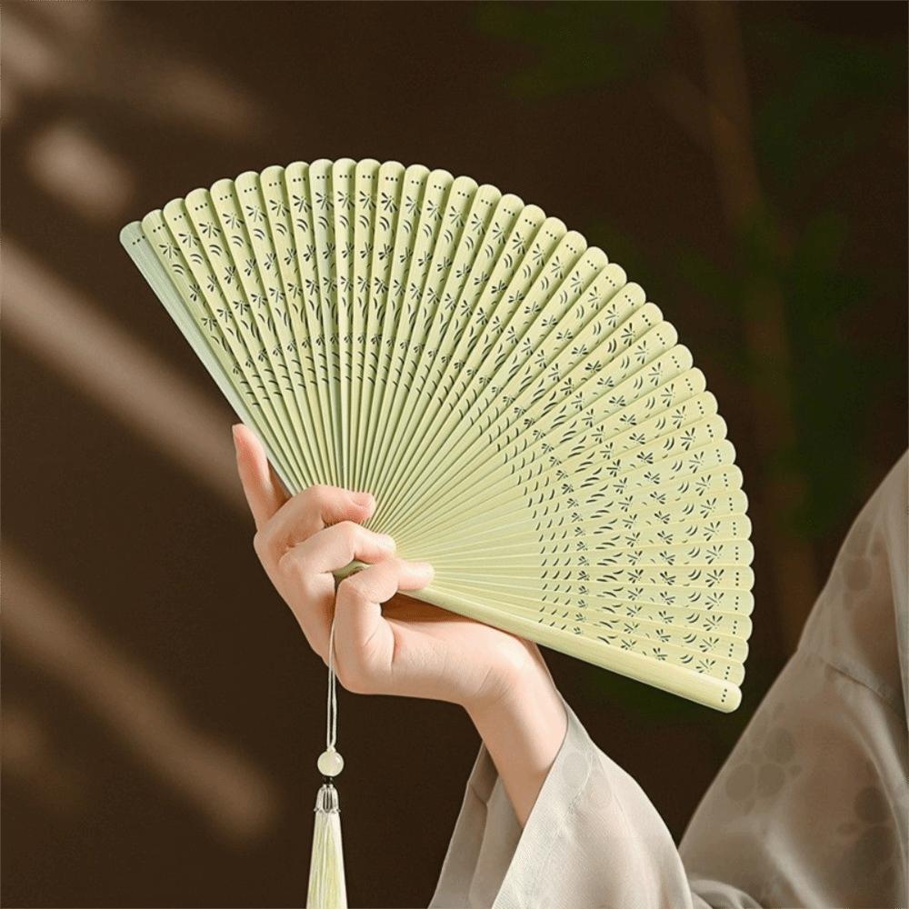 Portable Folding Bamboo Fan Handmade Retro Bamboo Fan Elegant Classical Folding Fan for Women