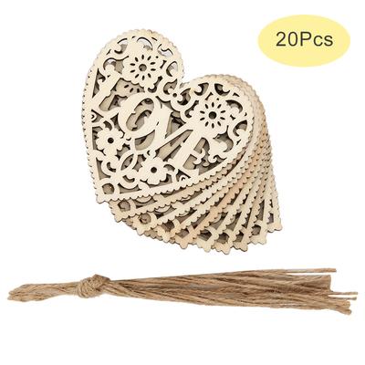 20Pcs Wooden Hollowed Heart Hanging Pendant L O V E Lettering Crafts DIY Decoration 80x80 L O V E