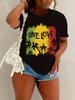 One Love Rasta Palm Tree Women's Tee - Reggae Graphic, Casual Black Top