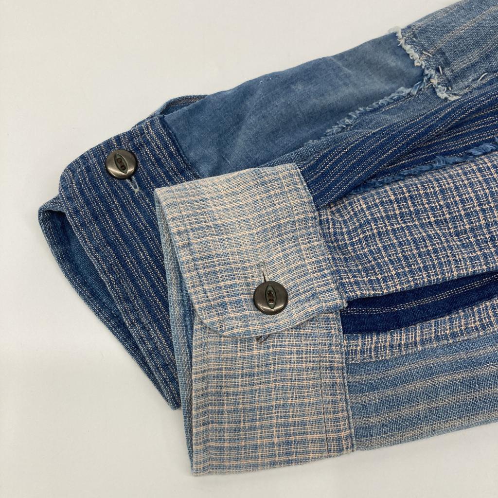 RRL Limited Edition Blue X Indigo Patchwork Denim Sashiko Shirt Tops M IndigoUsed