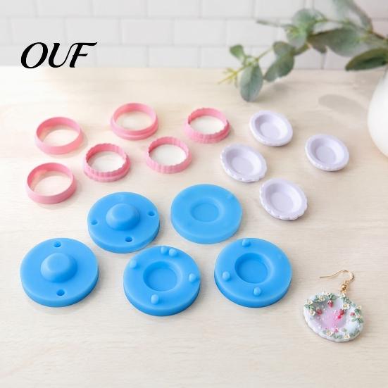 Polymer Clay Craft Supplies 12Pcs Mini Plate Molds, Earring Molds with Positioning Base, Multi?Shape for Earrings Cutters DIY Earring, Pendant