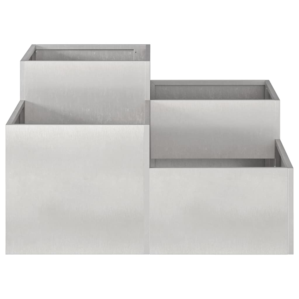 Garden Planter Silver 80 X 80 X 48 Cm Stainless Steel
