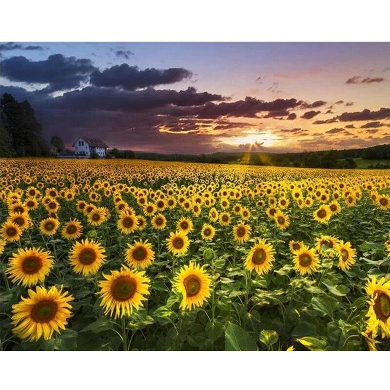 Set de artizanat cu punct de cruce pentru pictura cu diamante pentru decorațiuni de perete cu broderie cu diamante Poza cu floarea soarelui Hobby-uri semifinite