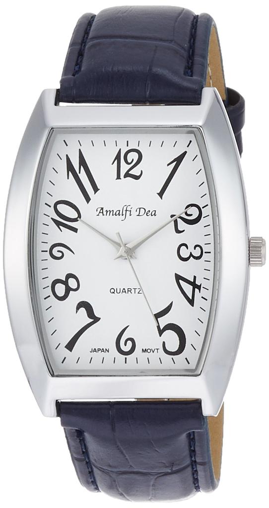 ALIAS Analog Men's Watch, Tonneau Case, Waterproof Leather Strap, A35M28, Navy