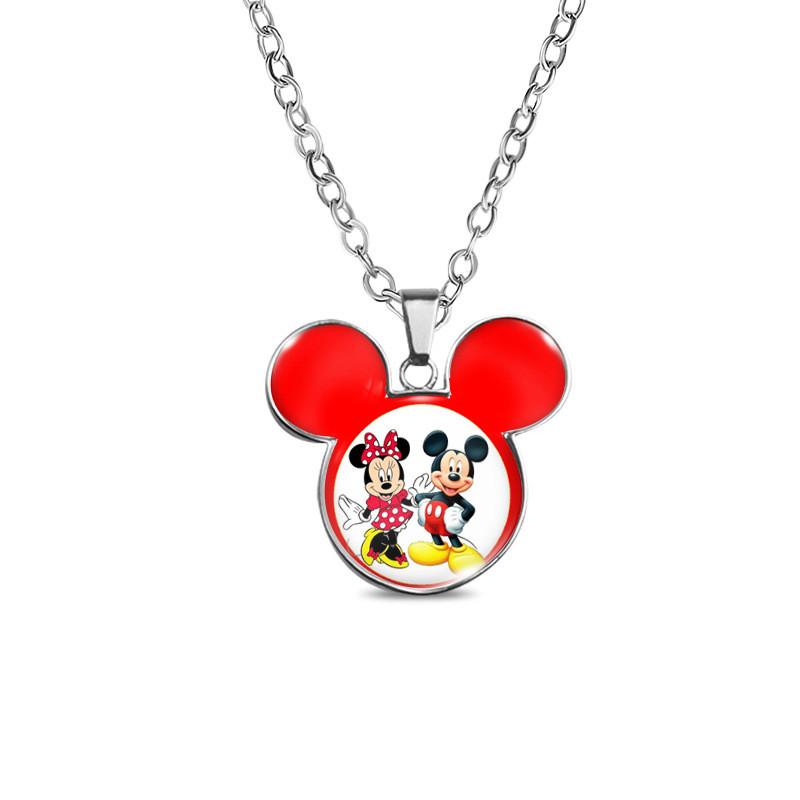 Vintage Mickey Minnie Cartoon Stijl Ketting Met Retro Edelsteen Hanger Voor Unieke Mode