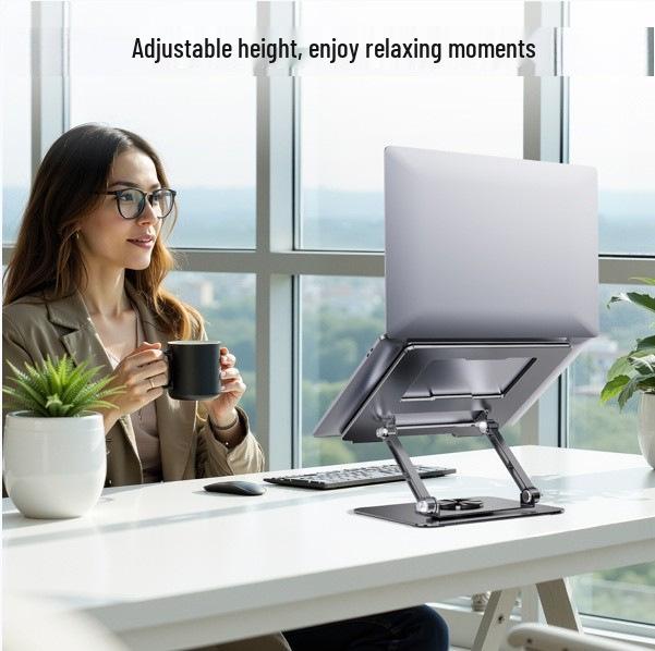 Adjustable Rotating Laptop Stand with Cooling Base
