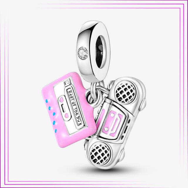 925 Sterling Sølv Hjerte Blomst Luftballong Flamingo Rosa Sjarm Plata De Ley Bil Katt Perle DIY For Originalt Armbånd Smykker