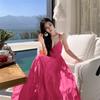 Women's Summer Holiday Seaside Hanging Neck Backless Big Swing Long Dresses