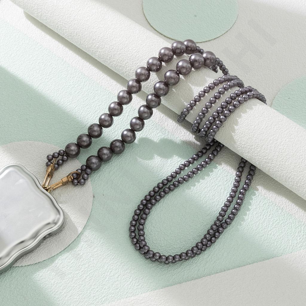 New solid color acrylic long crossbody adjustable mobile phone pendant accessories beaded mobile phone accessories lanyard pendant