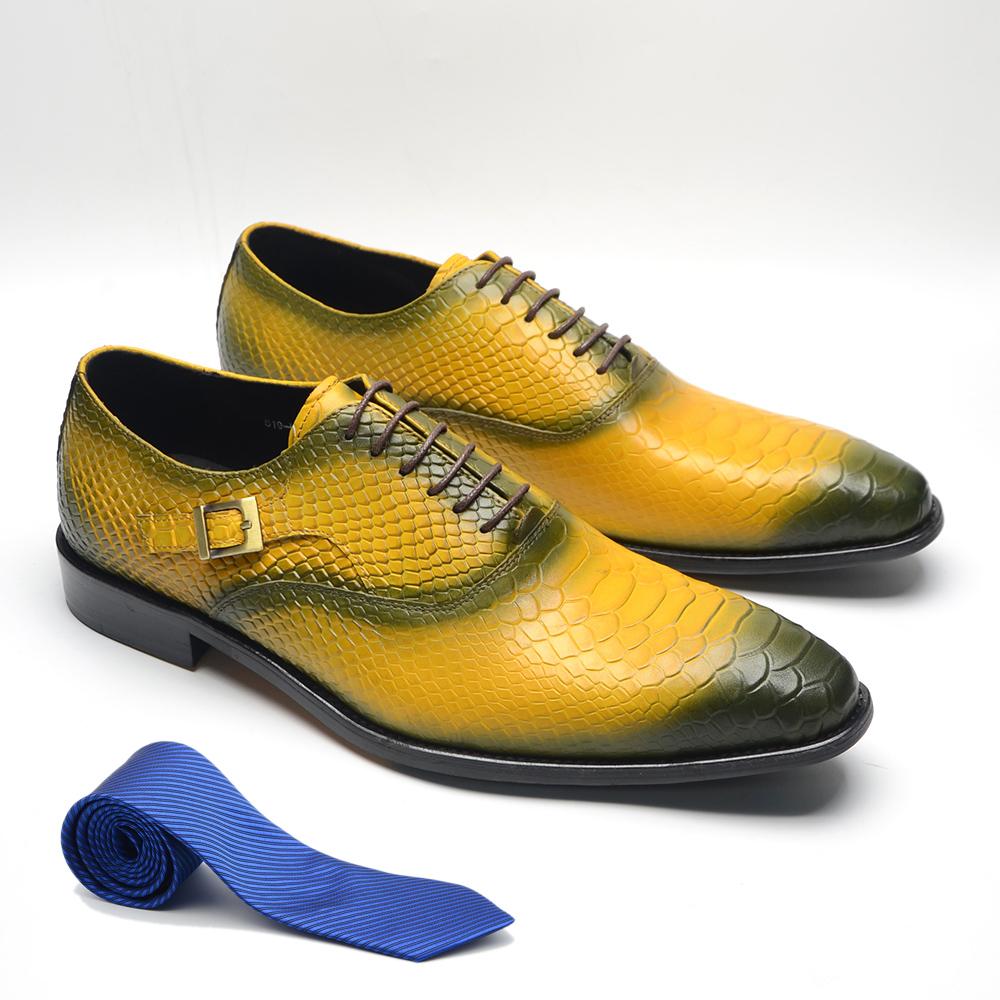 

Мужские туфли Оксфорды из натуральной коровьей кожи, роскошные, ручной работы, с узором под змеиную кожу, на шнуровке, для офиса, свадьбы, вечеринки, формальные туфли для мужчин 46 жёлтый
