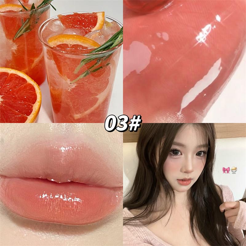 Cartoon Cat Mirror Lip Gloss Moisturizing Spring & Summer Lipstick Watery Translucent Clear Jelly Lip Oil Glass Tinted Lip Glaze