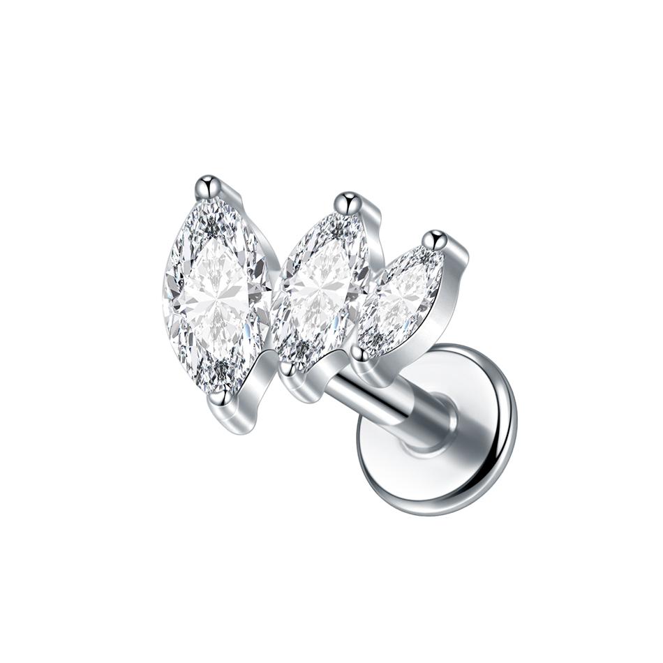 1Pc G23 Titanium Cz Crystal Ear Cartilage Tragus Helix Daith Piercing Internal Thread Lip Stud Labret Piercing Body Jewelry 16G
