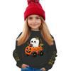 Kids' casual long-sleeved sweatshirt with Halloween print, suitable for holiday parties and everyday wear.