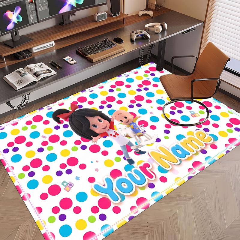 Custom Name Text Crystal Velvet Rug,Cleo & Cuquín Soft Plush Decorative Non Slip Floor Carpet