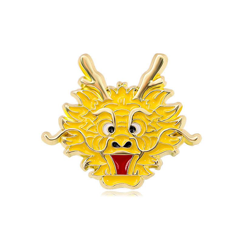 Retro Zodiac Products, Guochao Cartoon Faucet Brooch, Piercing Horse Needle, Oriental Dragon Men'S Suit Accessories Badge