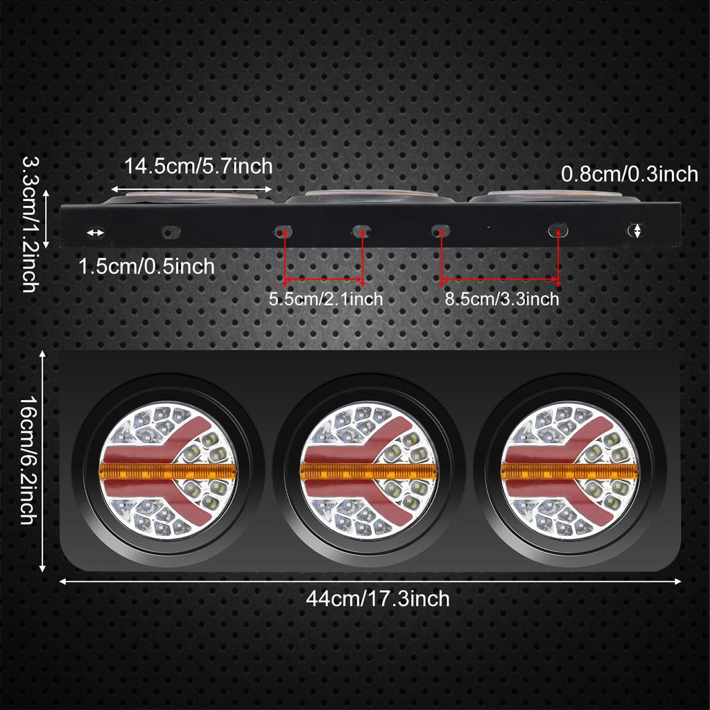 Ygmylandbb Trailer Tail 24V Truck Triple LED Round Rear Combination Lamps with Sequential Flowing Turn Set of 2 for Large Vehicles and Decorative