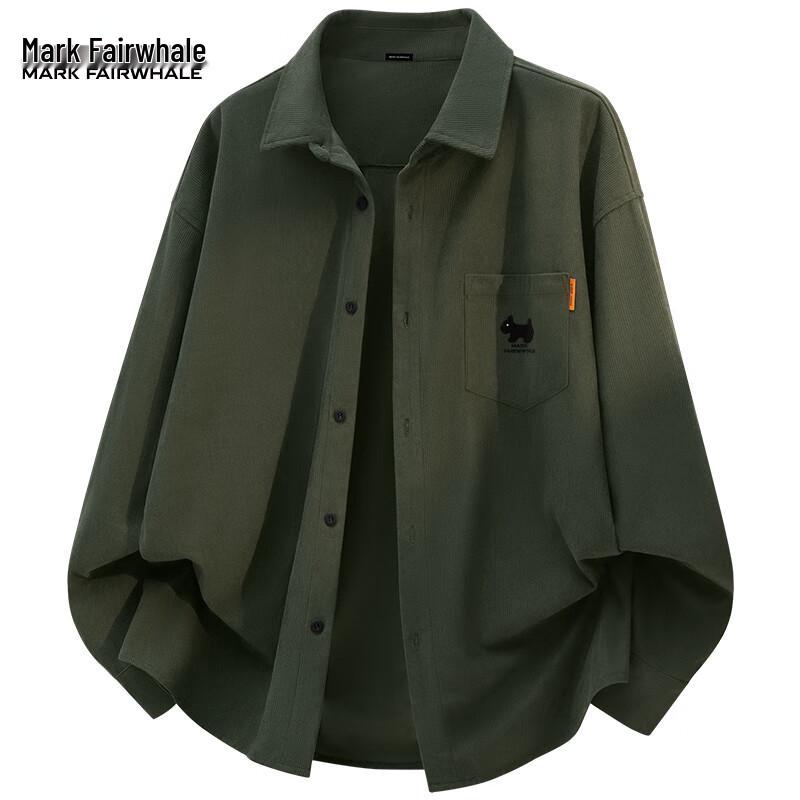 Mark Huafei Men s Corduroy Long-Sleeve Casual Shirt 2XL