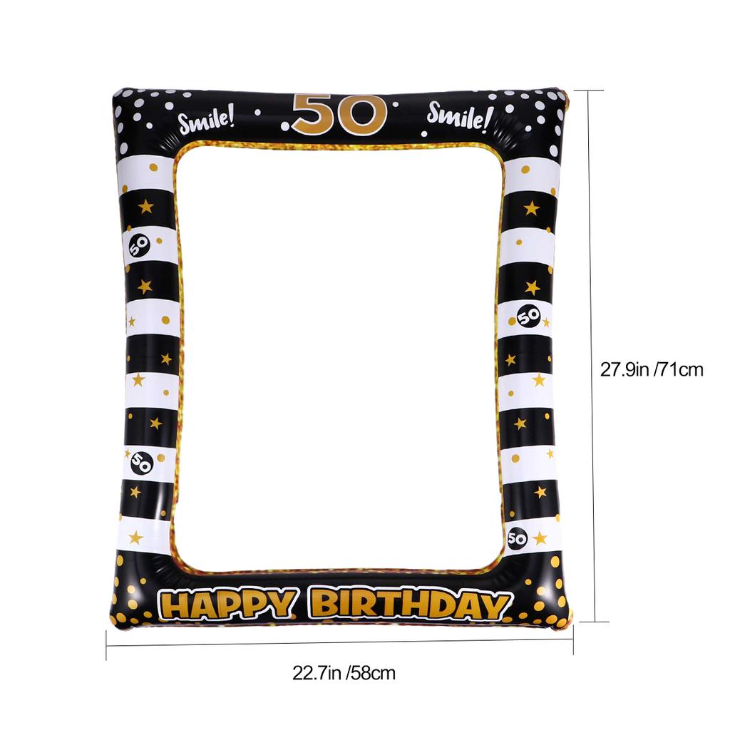 1Pcs Inflatable Party Photo Frame Birthday Themed PVC Prop Eco-Friendly Material Great for Masquerade Carnival Costume Event Use