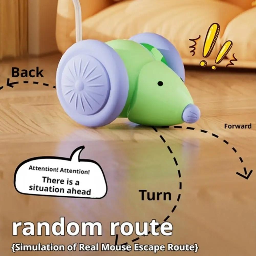 Creative Rechargeable Electric Mouse Car with LED Tail Obstacle Avoidance Interactive Cat Toy Automatic Kitten Toy
