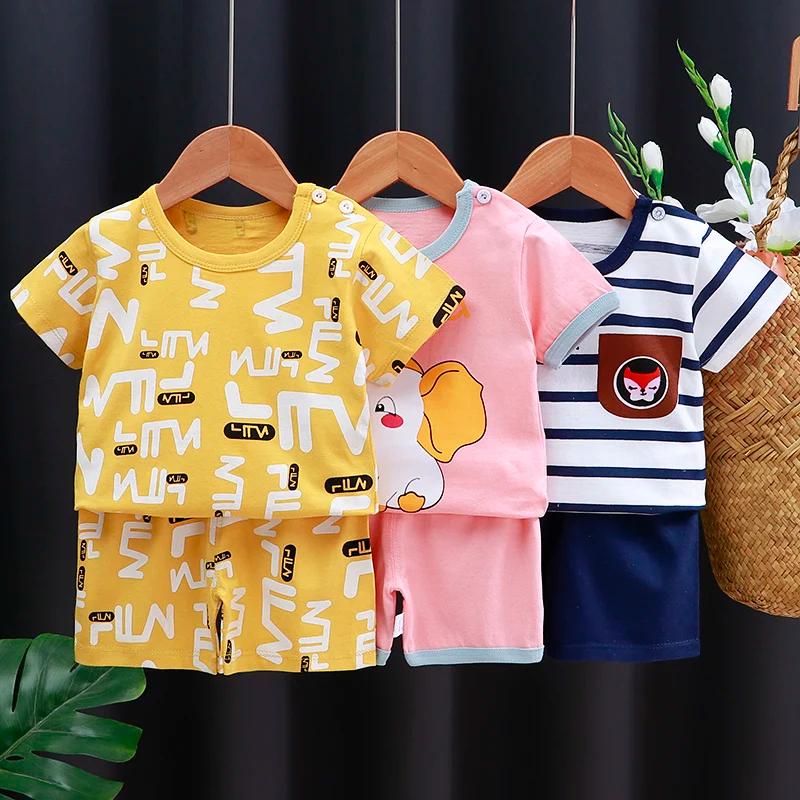 Kids Clothes Set Baby Boy Girl T-Shirt + Shorts Summer Clothing Cotton Cartoon Casual Boys Tracksuit Children Baby Clothes Set