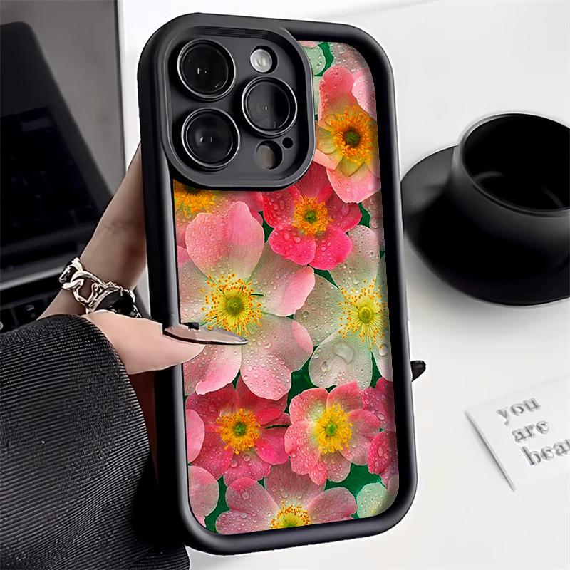 Flower Phone Case For iPhone 11 15 16 Pro Max 13 14 12 XS X XR 7 8 Plus SE 16promax Liquid Silicone Shockproof Soft Funda Cover