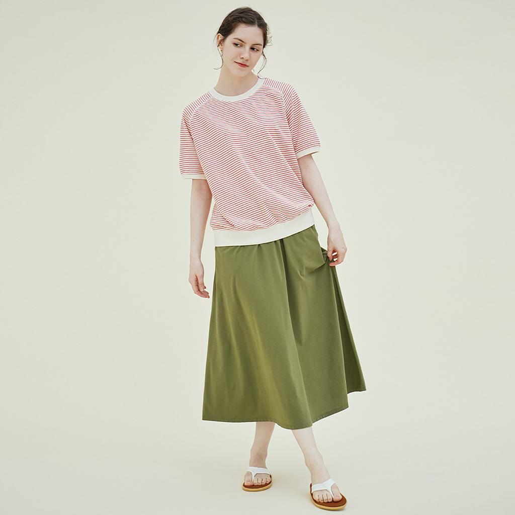 CHIQUITA Jersey Skirt (Cotton) Khaki 242401Skh