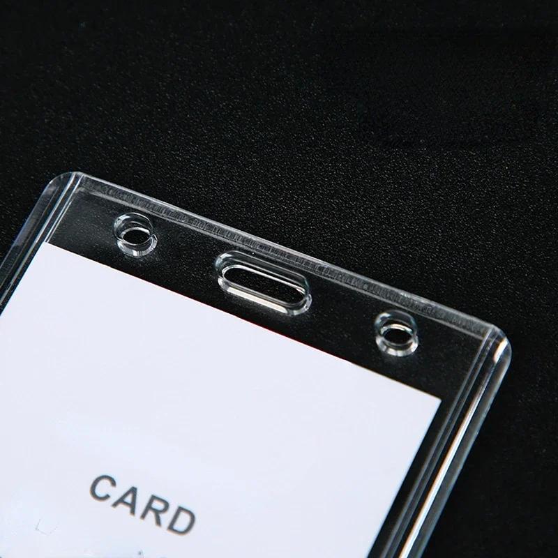 1PC Portable Transparent Hard Plastic Badge Work ID Card Holders Protector Case Cover Office School Supplies
