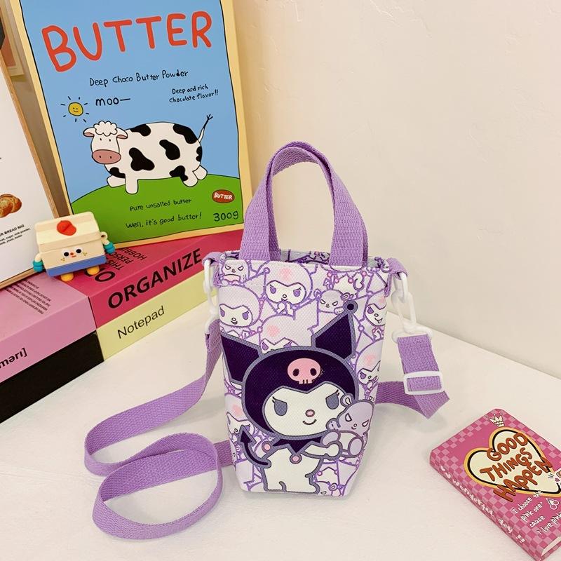 Fashion new children's bag cute girl large capacity water cup canvas bag baby shoulder messenger bag