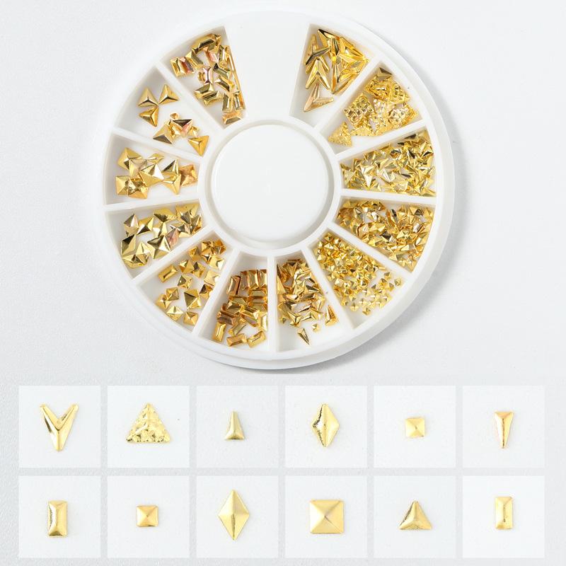 Goldener Schmuck Stern und Mond Nietendesign Wasseraufkleber Nagelsticker Nagelkunst Dekoration Hohle Legierung Nageldekoration