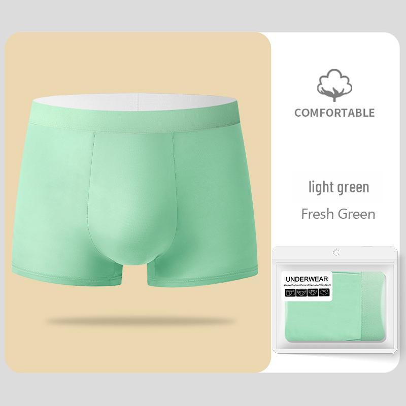 Men's Summer Breathable Ice Silk Boxer Briefs - Thin, Skin-Friendly, Solid Color, Mid-Waist.