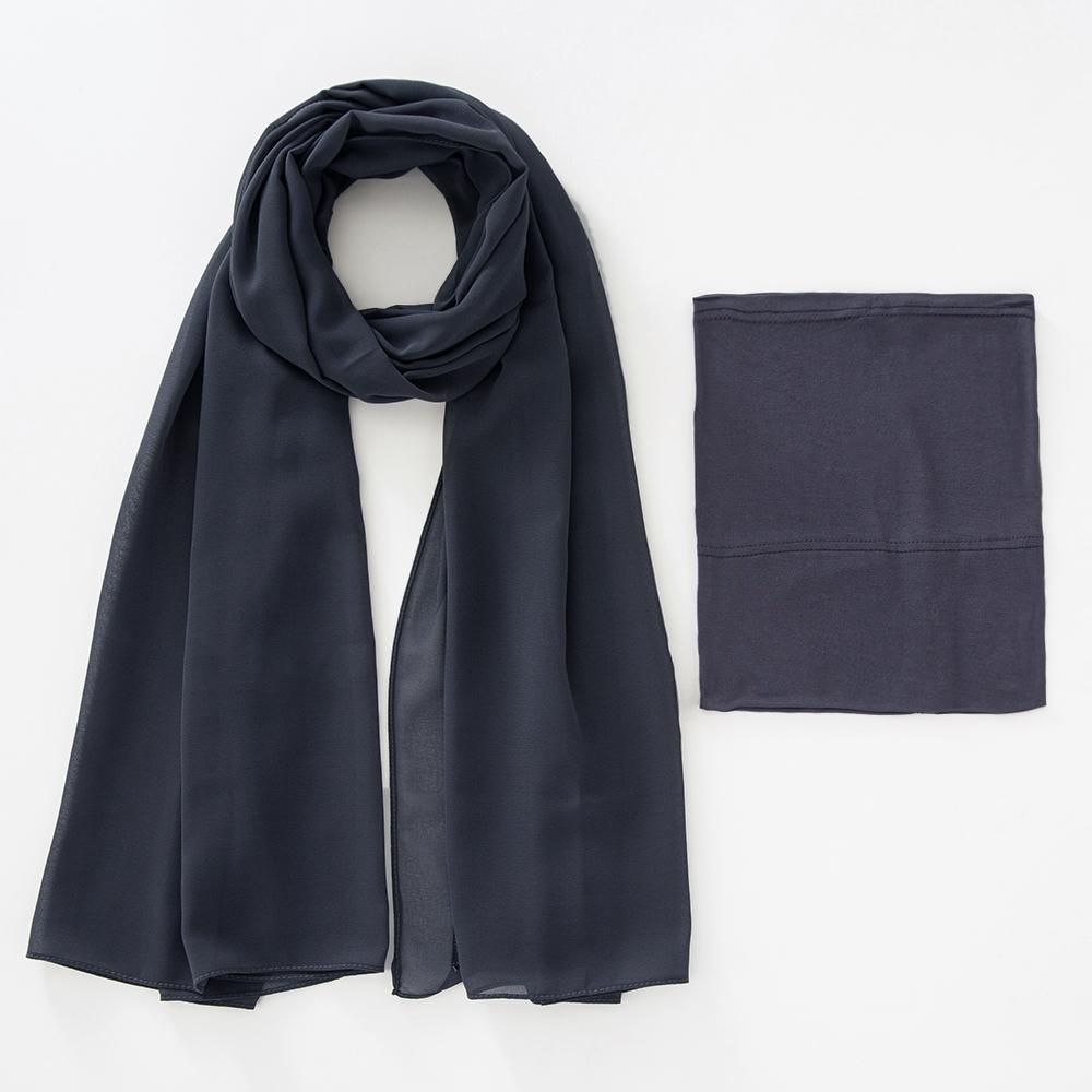 Подходящий шифоновый хиджаб набор Труба Однотонный шарф Модальная подшапка Длинная шаль Мусульманский хиджаб