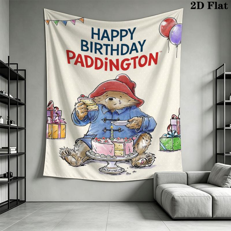 Paddington Bear Wall Tapestry Aesthetic Wall Hanging Printed Fabric Blanket Decorative Tapestries for Bedroom Living Room Home Decor