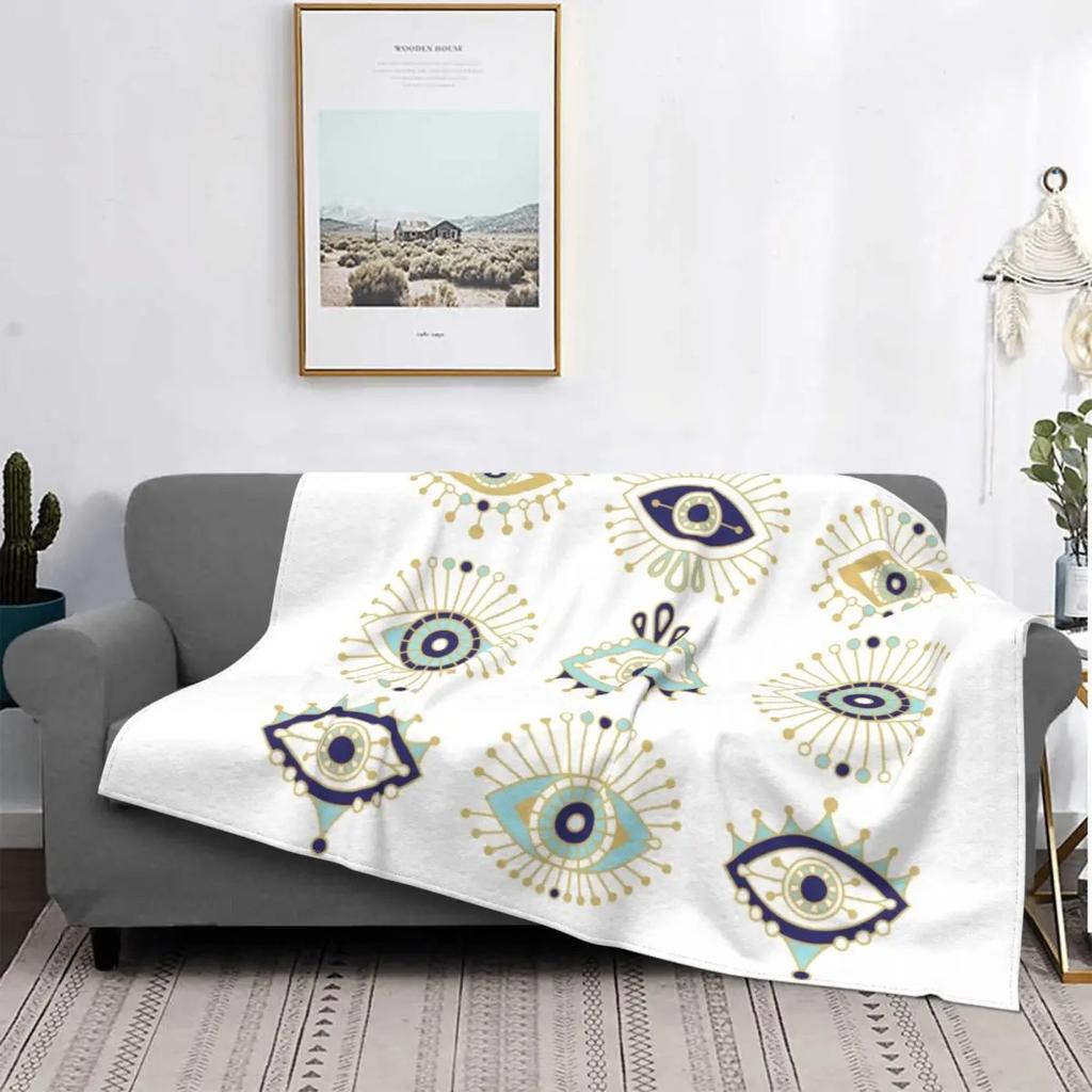 Bohemian blue eyes Printed Blanket for Sofa Bed Travel Camping Living Room Office Conditioning Blanket for All Seasons Gifts