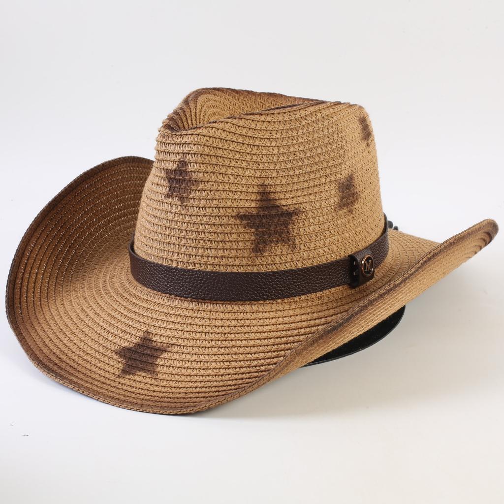 Popular Western Cowboy Straw Hat Men's and Women's Fashion Shade Straw Hat Classic Outdoor Western Cowboy Hat