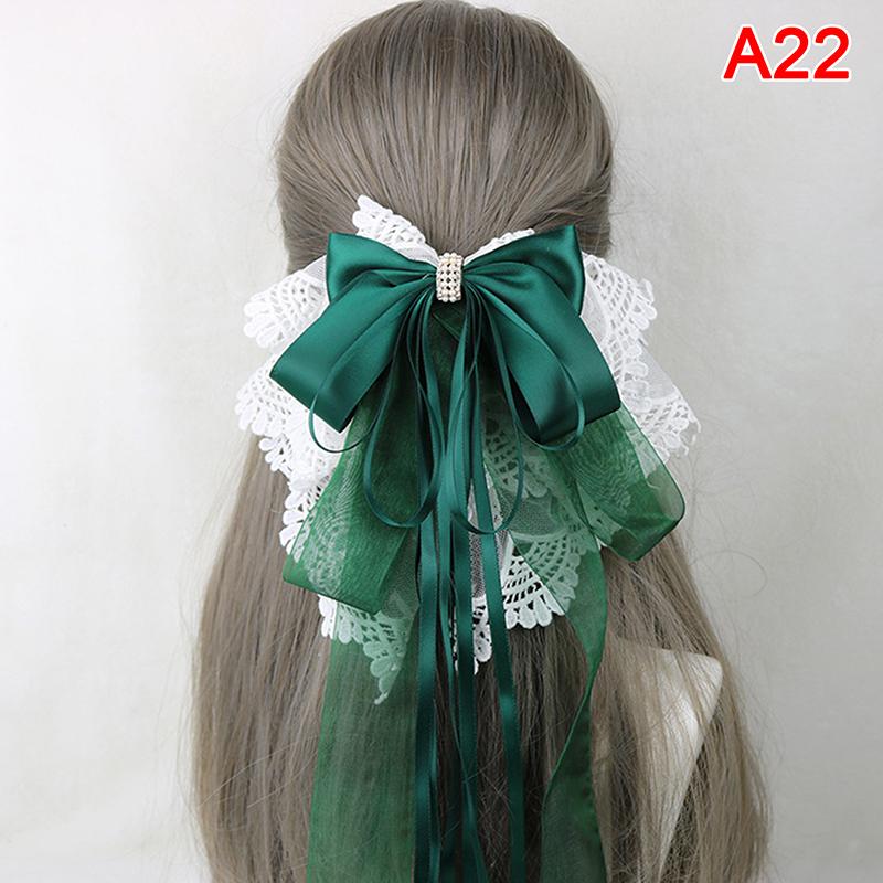 

1Pcs Покоївка Принцеса Лоліта Мереживний Бант Шпилька Заколка Пов язка Косплей With lace зелений