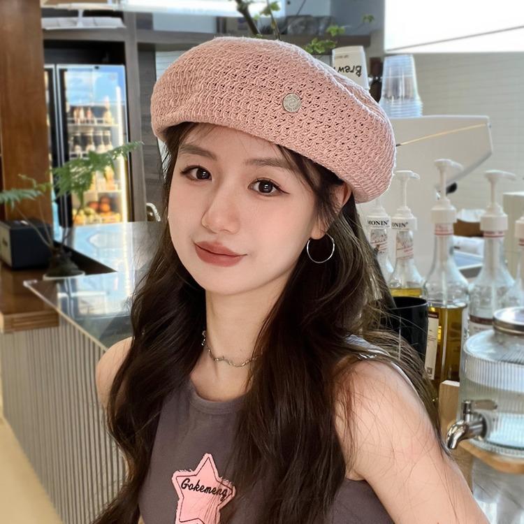 New beret women's summer versatile breathable thin painter hat fashionable big head circumference hat showing small face