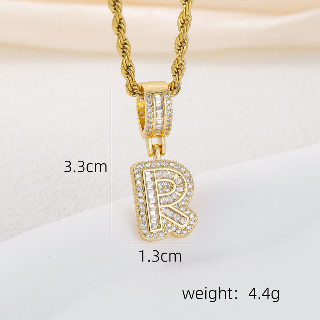 2025 New Initial Letter Necklace Women Men Cubic Zirconia Initial Pendant Necklace Rope Chain English A-Z Letter  Gift