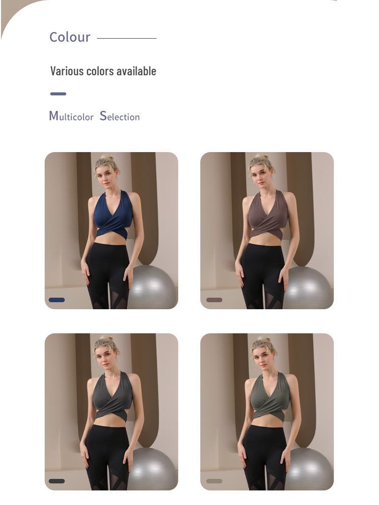 V-Neck Cross-Border Bandage Sports Bra – Shockproof, Gathered Back for Yoga & Running